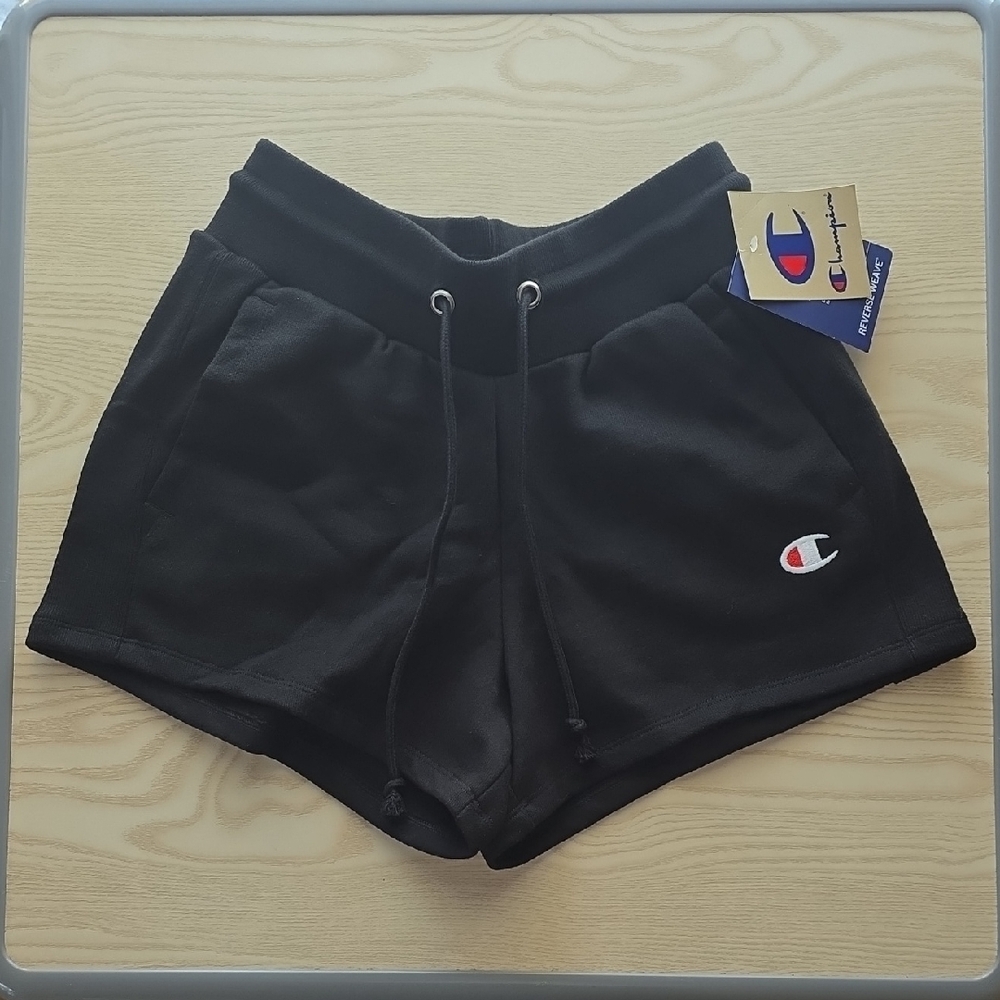 NWT! Champion (Women's S) Black Athletic Shorts Reverse Weave Heayweight